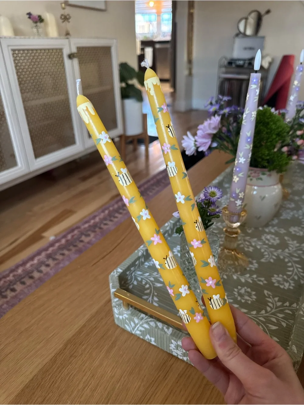 Hand painted taper candles